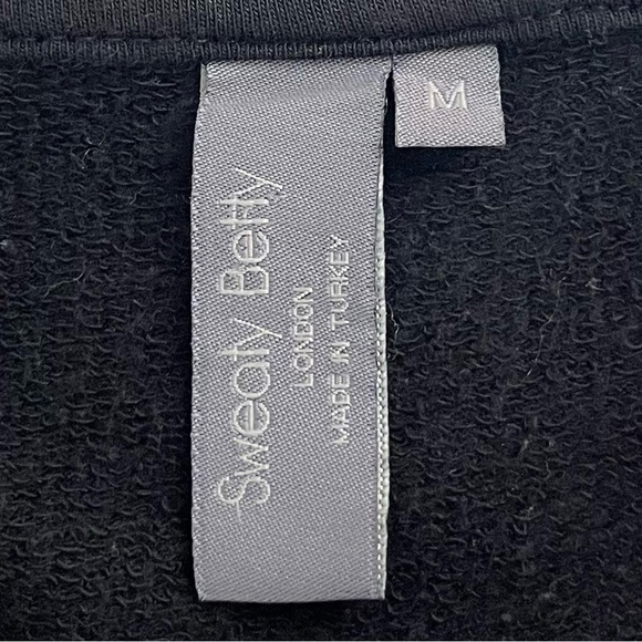 Sweaty Betty After Class Black High Low Side Slit Sweatshirt Thumb Holes Medium - Picture 10 of 12